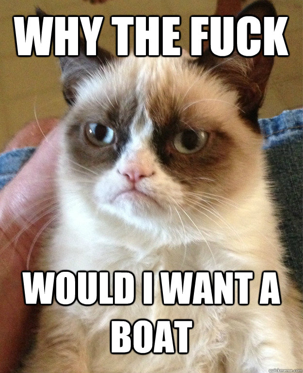 why the fuck would i want a boat  Grumpy Cat