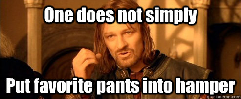 One does not simply Put favorite pants into hamper  One Does Not Simply