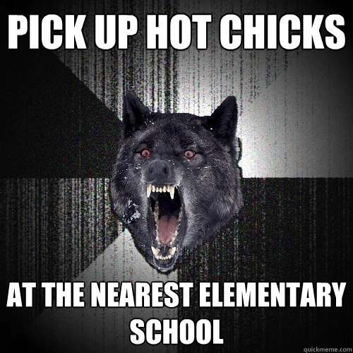 pick up hot chicks  at the nearest elementary school  Insanity Wolf