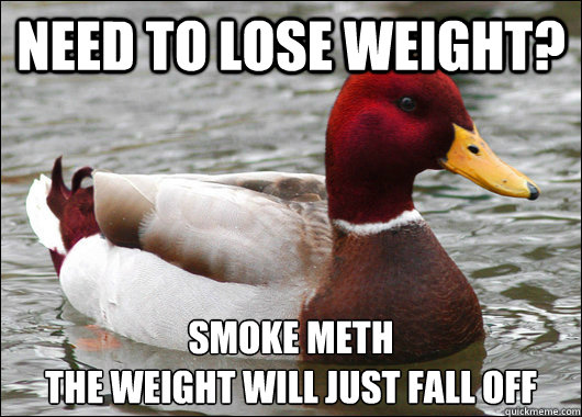 Need To Lose Weight? Smoke Meth
the weight will just fall off  Malicious Advice Mallard