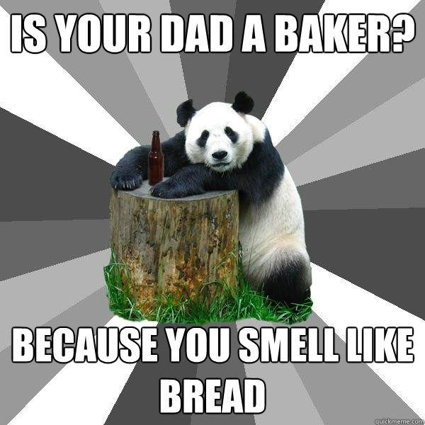 Is your dad a baker? Because you smell like bread  Pickup-Line Panda