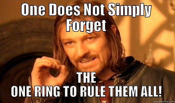 ONE DOES NOT SIMPLY FORGET THE ONE RING TO RULE THEM ALL! One Does Not Simply