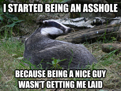 I started being an asshole Because being a nice guy wasn't getting me laid  Bastard Badger
