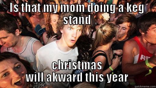 IS THAT MY MOM DOING A KEG STAND CHRISTMAS WILL AKWARD THIS YEAR Sudden Clarity Clarence