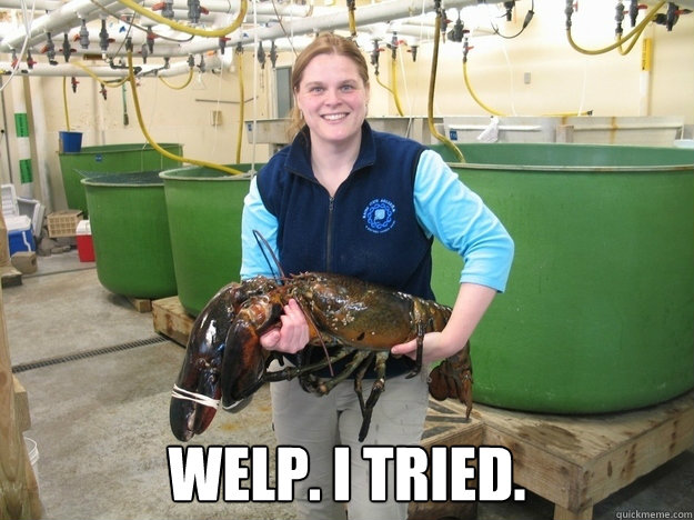  Welp. I tried. -  Welp. I tried.  Unimpressed Immortal Lobster