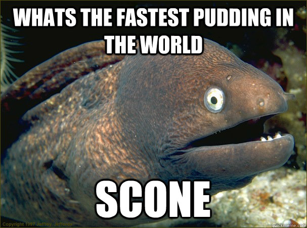 Whats the fastest pudding in the world Scone  Bad Joke Eel