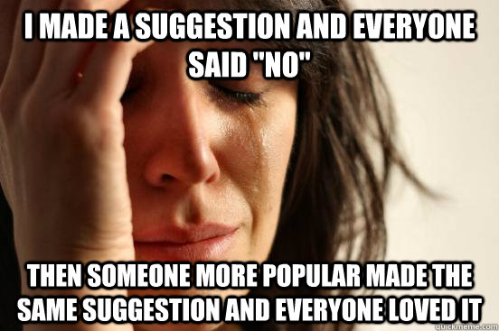 I made a suggestion and everyone said 