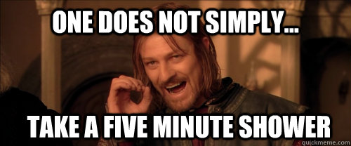 One does not simply... take a five minute shower  Mordor