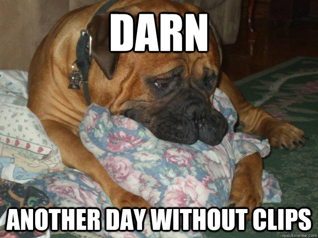 Darn Another day without clips  Sad Dog