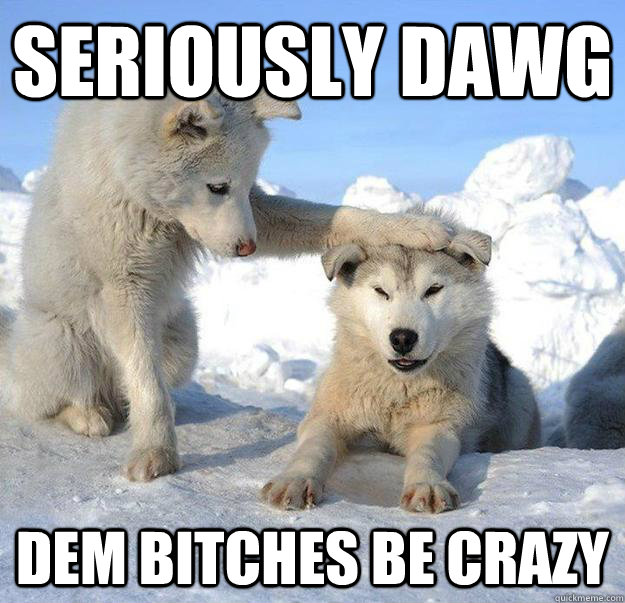 seriously dawg dem bitches be crazy  Caring Husky