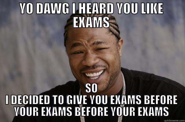 michaelmas tests - YO DAWG I HEARD YOU LIKE EXAMS SO I DECIDED TO GIVE YOU EXAMS BEFORE YOUR EXAMS BEFORE YOUR EXAMS Xzibit meme