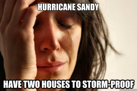Hurricane Sandy have two houses to storm-proof  First World Problems
