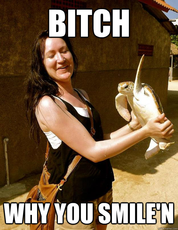 Bitch Why you SMILE'N  Domestic Violence Turtle