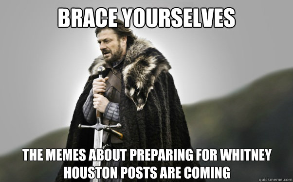 BRACE YOURSELVES The Memes About preparing for Whitney houston posts are coming - BRACE YOURSELVES The Memes About preparing for Whitney houston posts are coming  Ned Stark