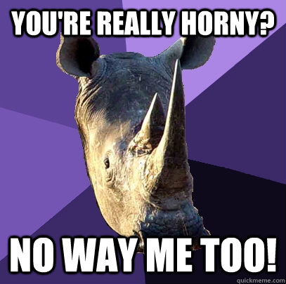 You're really horny? No way me too!  Sexually Oblivious Rhino