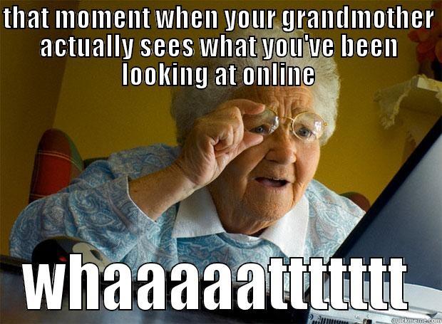 THAT MOMENT WHEN YOUR GRANDMOTHER ACTUALLY SEES WHAT YOU'VE BEEN LOOKING AT ONLINE WHAAAAATTTTTTT Grandma finds the Internet
