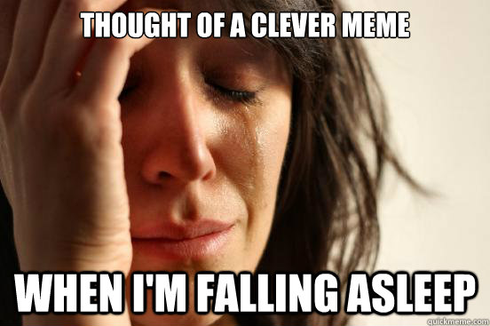 Thought of a clever meme when i'm falling asleep - Thought of a clever meme when i'm falling asleep  First World Problems