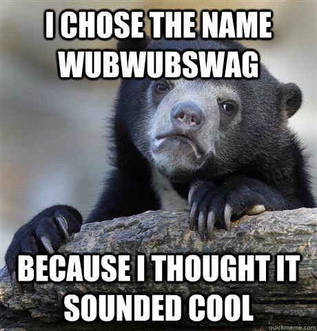 I chose the name WubWubSwag Because I thought it sounded cool  Confession Bear