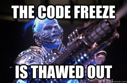 The code freeze is thawed out  Bad Pun Mr Freeze