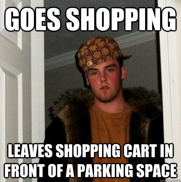 Goes shopping leaves shopping cart in front of a parking space  Scumbag Steve