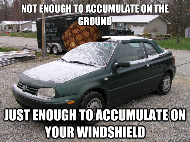 Not enough to accumulate on the ground Just enough to accumulate on your windshield  
