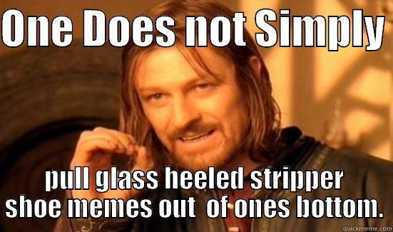 ONE DOES NOT SIMPLY  PULL GLASS HEELED STRIPPER SHOE MEMES OUT  OF ONES BOTTOM. Boromir