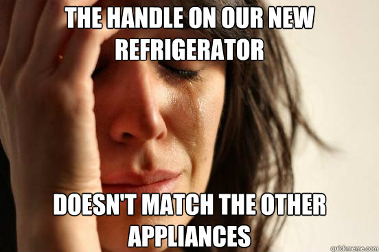 The handle on our new refrigerator doesn't match the other appliances  First World Problems