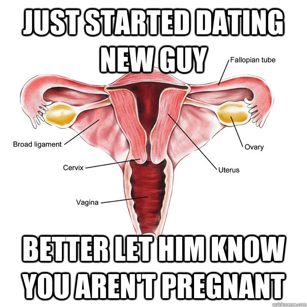 Just started dating new guy Better let him know you aren't pregnant - Just started dating new guy Better let him know you aren't pregnant  Scumbag Uterus