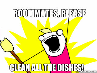 Roommates, please Clean all the dishes!  All The Things