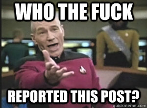 WHO THE FUCK REPORTED THIS POST?  Annoyed Picard