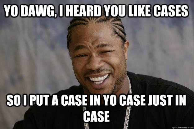 yo dawg, i heard you like cases so i put a case in yo case just in case  Xzibit meme