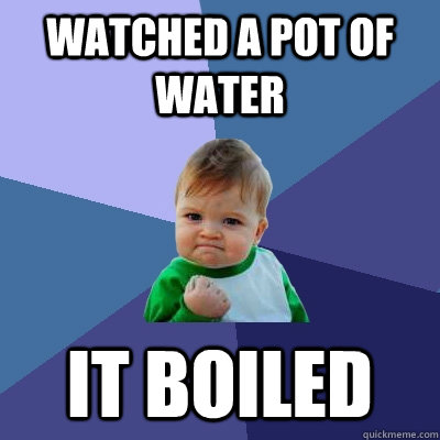 Watched a pot of water It boiled  Success Kid
