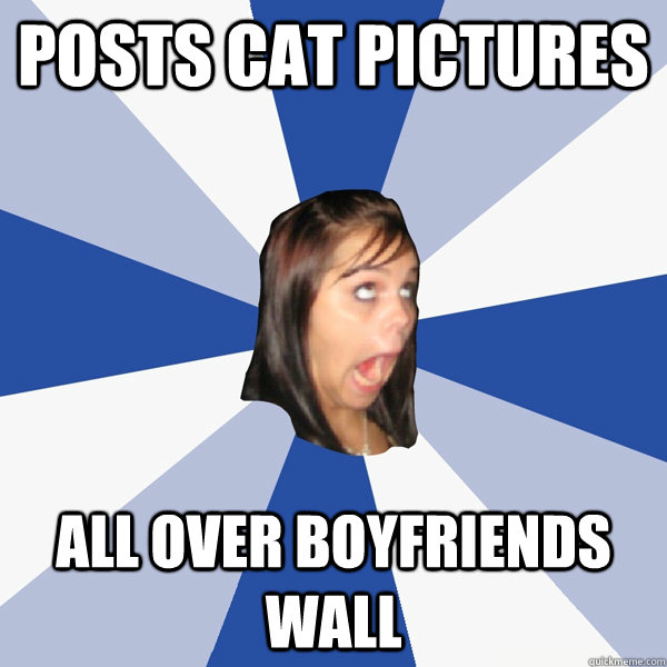 POSTS CAT PICTURES ALL OVER BOYFRIENDS WALL  Annoying Facebook Girl
