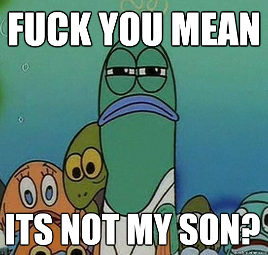 fUCK YOU MEAN its not my son?  Serious fish SpongeBob