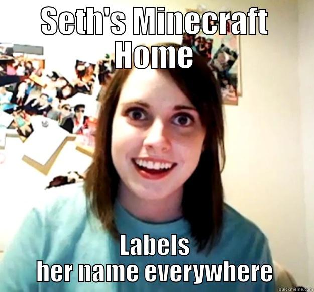 SETH'S MINECRAFT HOME LABELS HER NAME EVERYWHERE Overly Attached Girlfriend