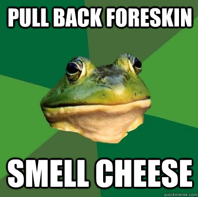 pull back foreskin smell cheese  Foul Bachelor Frog