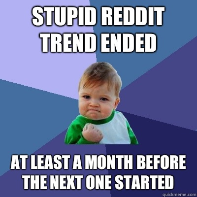 Stupid reddit trend ended At least a month before the next one started  Success Kid