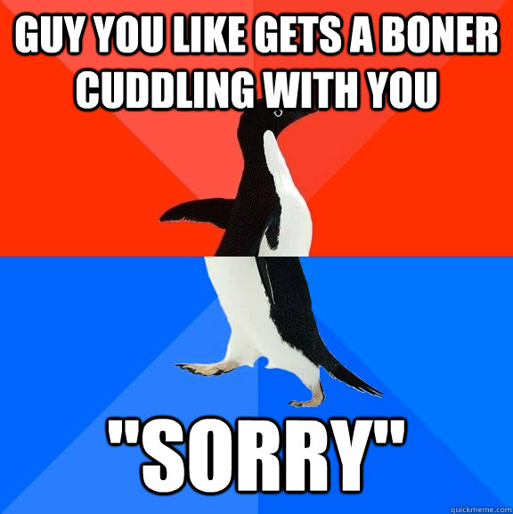 Guy you like gets a boner cuddling with you 