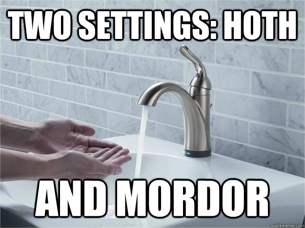 two settings: Hoth and mordor  Faucet Song
