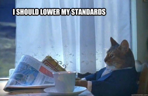 I should lower my standards  Sophisticated Cat