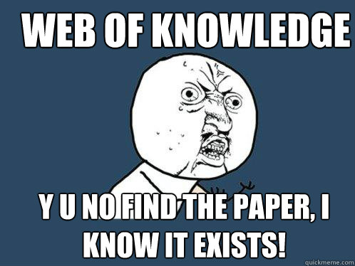 Web of knowledge y u no find the paper, i know it exists!  Y U No