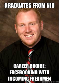graduates from niu Career choice:
Facebooking with incoming freshmen  Admissions Guy Ted