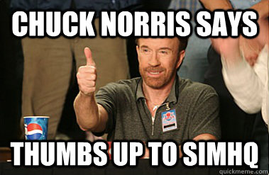 Chuck Norris says Thumbs up to SIMHQ  