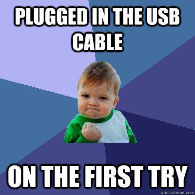 plugged in the USB cable On the first try  Success Kid