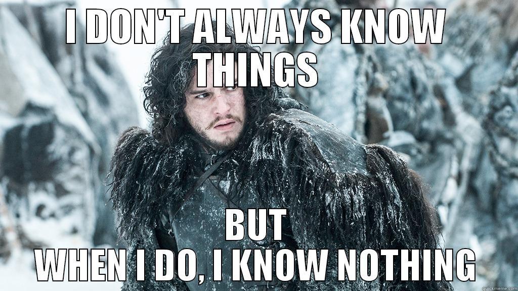 JON SNOW - I DON'T ALWAYS KNOW THINGS BUT WHEN I DO, I KNOW NOTHING Misc