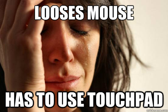 looses mouse has to use touchpad  First World Problems