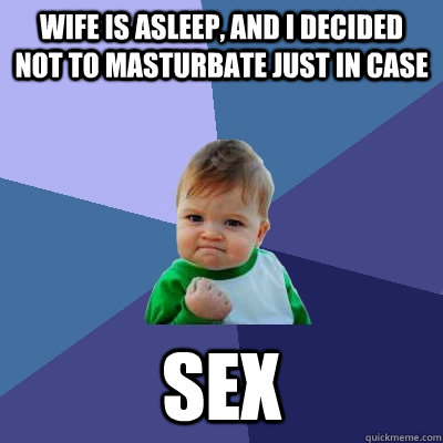 wife is asleep, and i decided not to masturbate just in case sEX - wife is asleep, and i decided not to masturbate just in case sEX  Success Kid