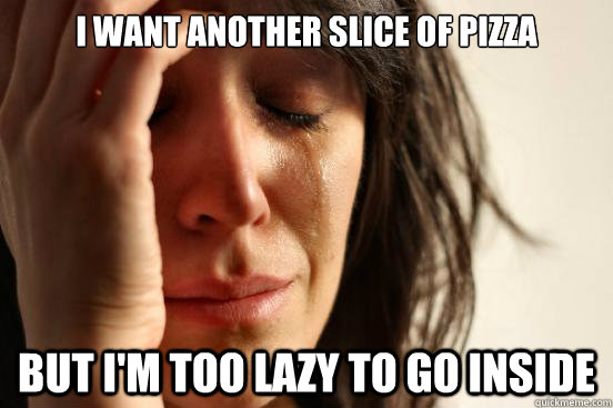 I want another slice of pizza but I'm too lazy to go inside  First World Problems