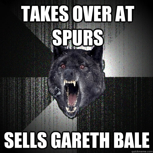 Takes over at spurs Sells gareth bale  Insanity Wolf