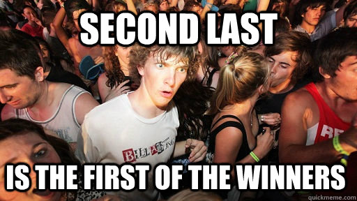 Second last is the first of the winners  - Second last is the first of the winners   Sudden Clarity Clarence